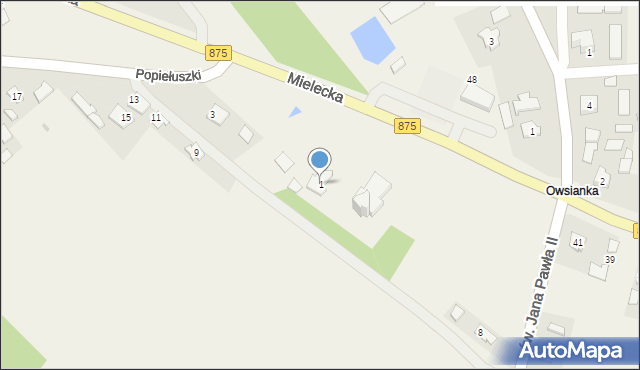 Kosowy, Popiełuszki Jerzego, bł. ks., 1, mapa Kosowy