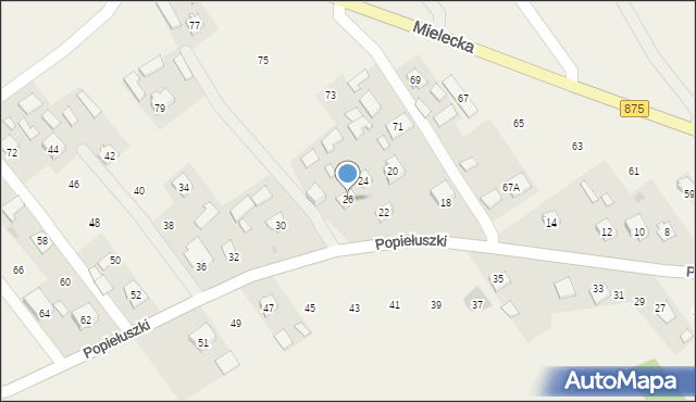 Kosowy, Popiełuszki Jerzego, bł. ks., 26, mapa Kosowy