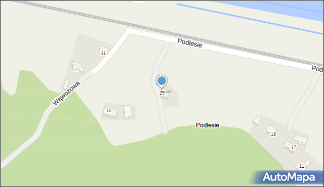 Kossowa, Podlesie, 25, mapa Kossowa