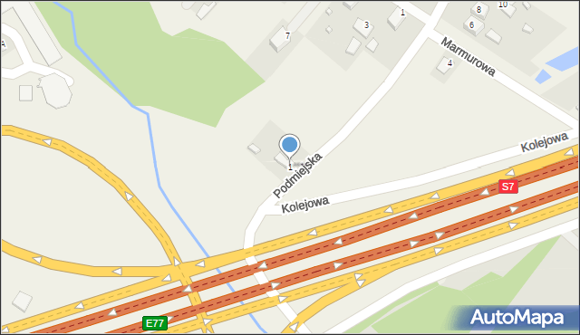 Kostomłoty Pierwsze, Podmiejska, 1, mapa Kostomłoty Pierwsze