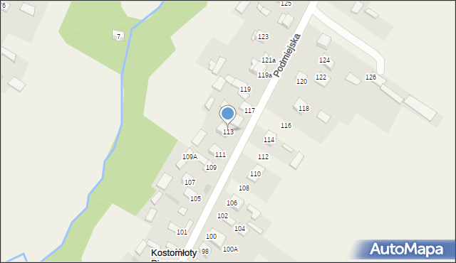 Kostomłoty Pierwsze, Podmiejska, 113, mapa Kostomłoty Pierwsze
