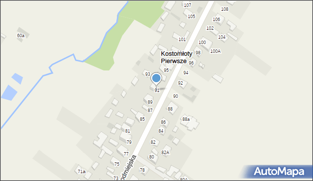 Kostomłoty Pierwsze, Podmiejska, 91, mapa Kostomłoty Pierwsze