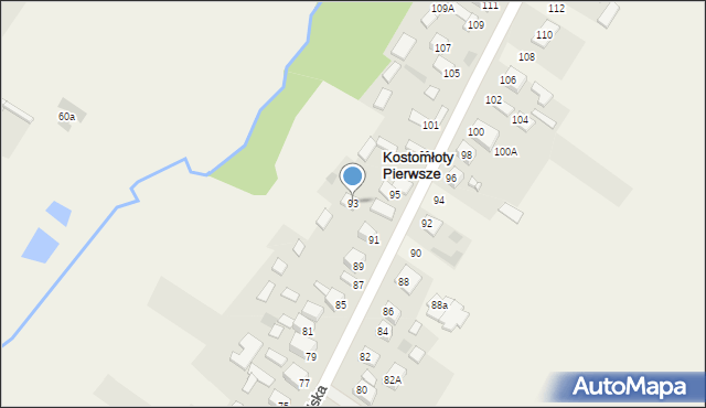 Kostomłoty Pierwsze, Podmiejska, 93, mapa Kostomłoty Pierwsze