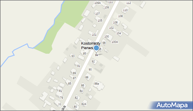 Kostomłoty Pierwsze, Podmiejska, 94, mapa Kostomłoty Pierwsze