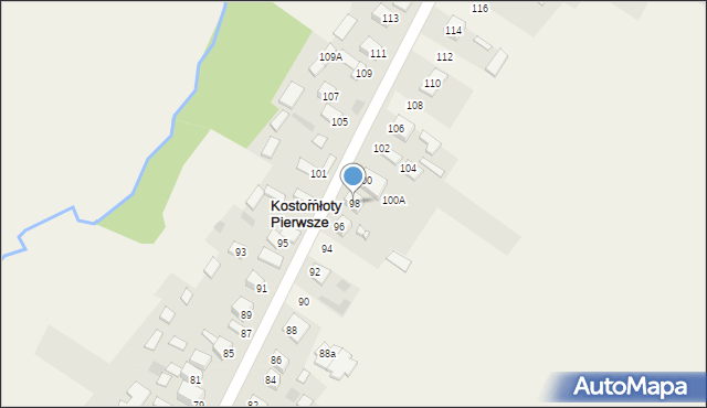 Kostomłoty Pierwsze, Podmiejska, 98, mapa Kostomłoty Pierwsze