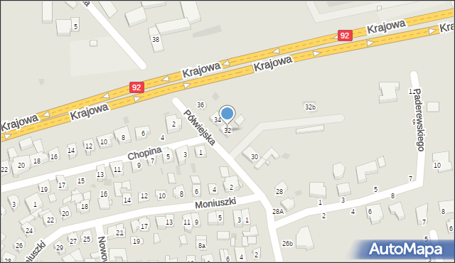 Kostrzyn, Półwiejska, 32, mapa Kostrzyn