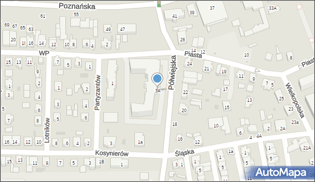 Kostrzyn, Półwiejska, 3A, mapa Kostrzyn