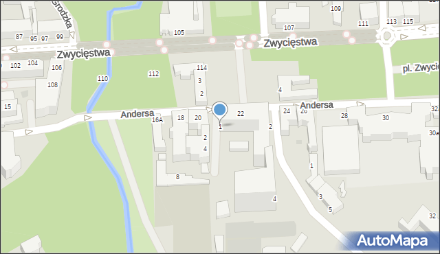 Koszalin, Pocztowa, 1, mapa Koszalina