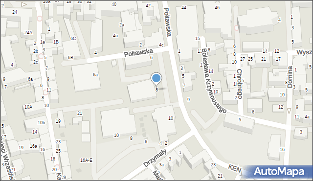 Koszalin, Połtawska, 8, mapa Koszalina