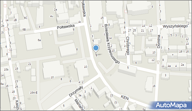 Koszalin, Połtawska, 9, mapa Koszalina