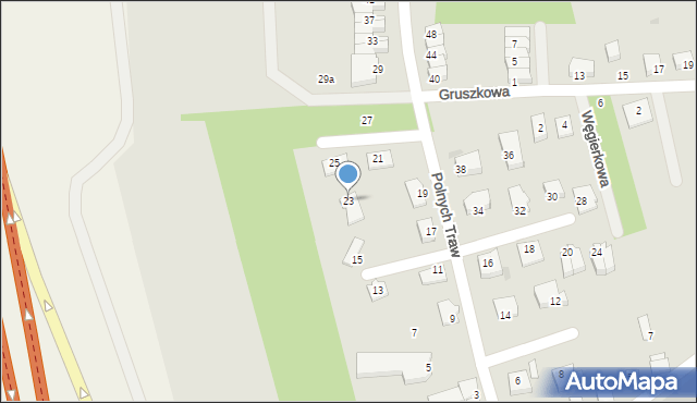 Koszalin, Polnych Traw, 23, mapa Koszalina