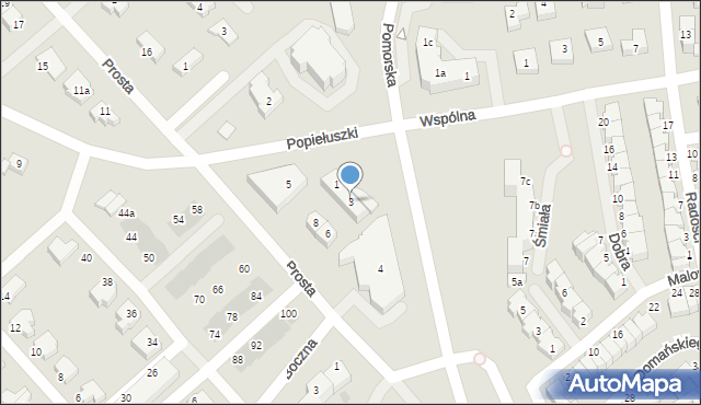 Koszalin, Popiełuszki Jerzego, bł. ks., 3, mapa Koszalina