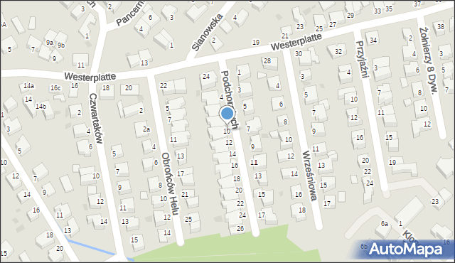 Koszalin, Podchorążych, 10, mapa Koszalina