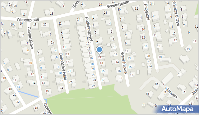 Koszalin, Podchorążych, 11, mapa Koszalina