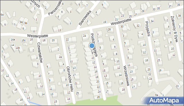 Koszalin, Podchorążych, 8, mapa Koszalina