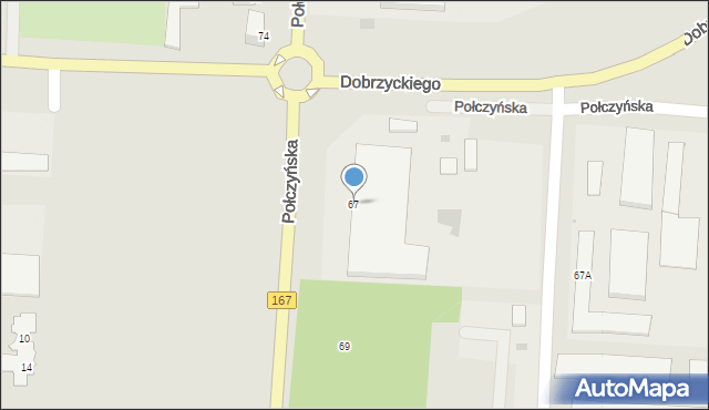 Koszalin, Połczyńska, 67, mapa Koszalina