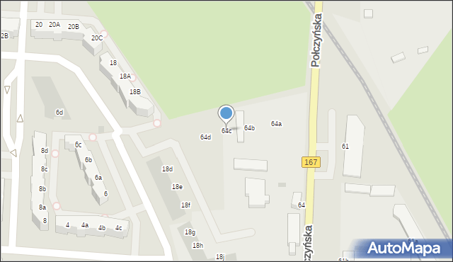 Koszalin, Połczyńska, 64c, mapa Koszalina