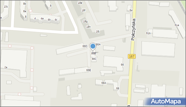 Koszalin, Połczyńska, 66B, mapa Koszalina