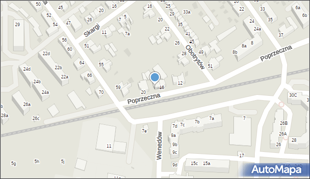 Koszalin, Poprzeczna, 18, mapa Koszalina