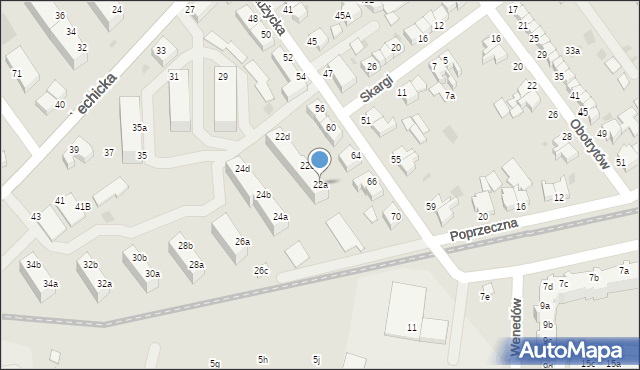 Koszalin, Poprzeczna, 22a, mapa Koszalina