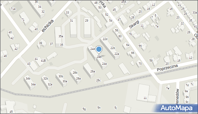 Koszalin, Poprzeczna, 24b, mapa Koszalina