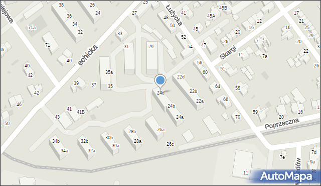 Koszalin, Poprzeczna, 24d, mapa Koszalina