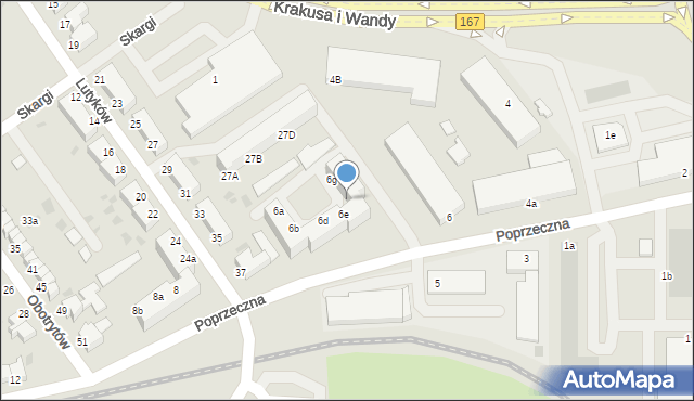 Koszalin, Poprzeczna, 6f, mapa Koszalina