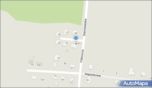 Koszalin, Północna, 59, mapa Koszalina