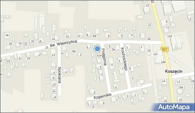 Koszęcin, Podgórna, 7, mapa Koszęcin