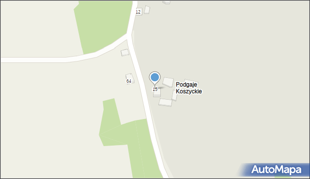 Koszyce, Podgaje, 15, mapa Koszyce