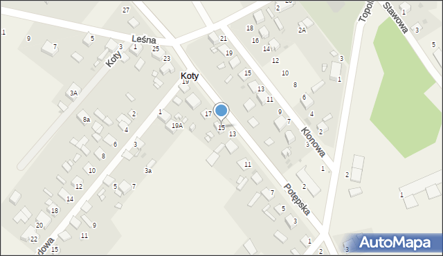 Koty, Potępska, 15, mapa Koty