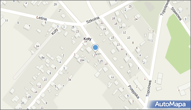 Koty, Potępska, 17, mapa Koty