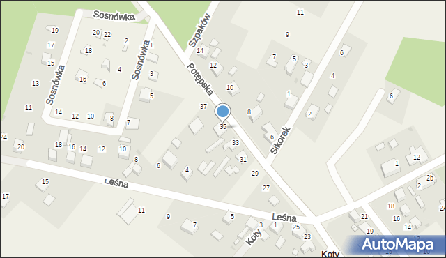 Koty, Potępska, 35, mapa Koty