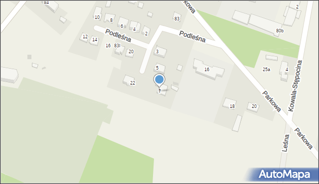 Kowala-Stępocina, Podleśna, 7, mapa Kowala-Stępocina