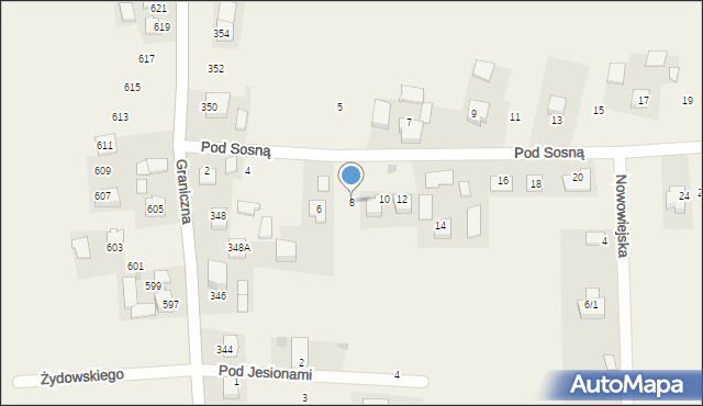 Kozierów, Pod Sosną, 8, mapa Kozierów