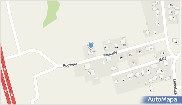 Kozłów, Podlesie, 14, mapa Kozłów