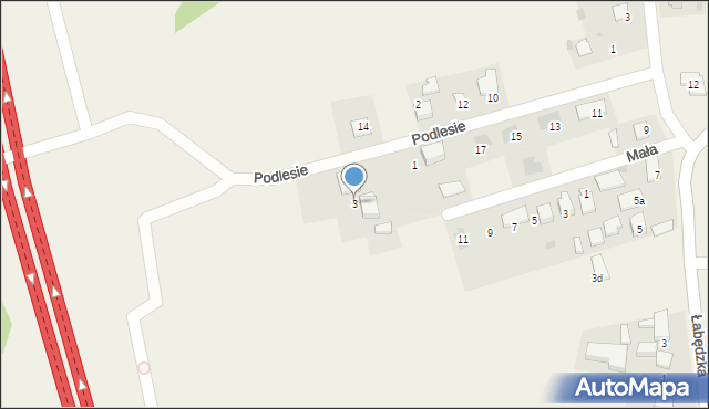 Kozłów, Podlesie, 3, mapa Kozłów
