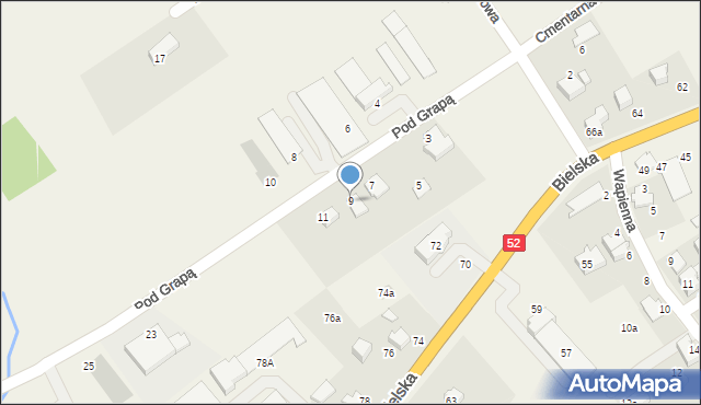 Kozy, Pod Grapą, 9, mapa Kozy