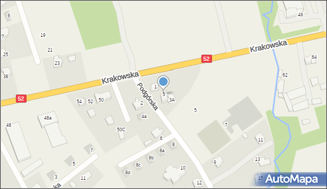 Kozy, Podgórska, 3, mapa Kozy