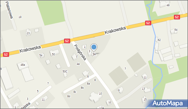 Kozy, Podgórska, 3A, mapa Kozy