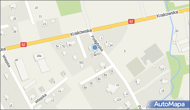 Kozy, Podgórska, 4a, mapa Kozy