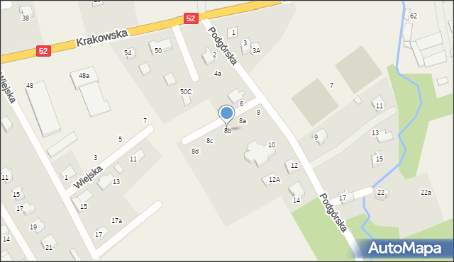 Kozy, Podgórska, 8b, mapa Kozy