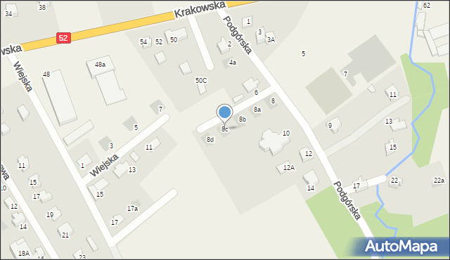 Kozy, Podgórska, 8c, mapa Kozy