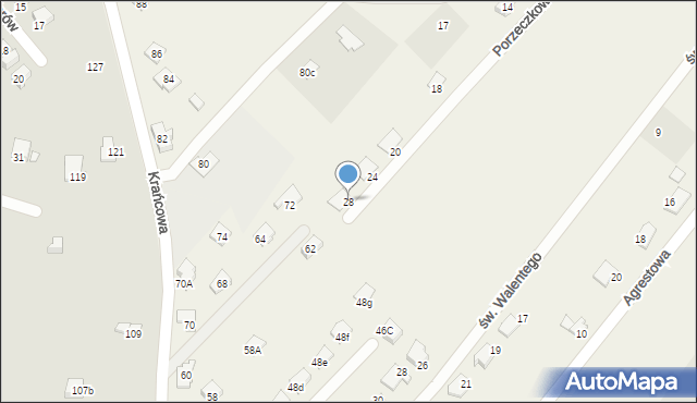 Kozy, Porzeczkowa, 28, mapa Kozy