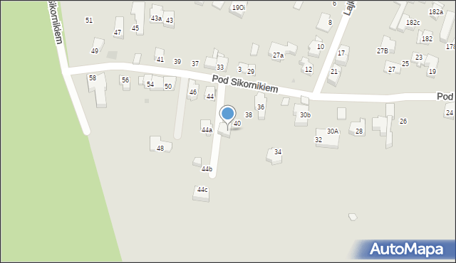 Kraków, Pod Sikornikiem, 42, mapa Krakowa