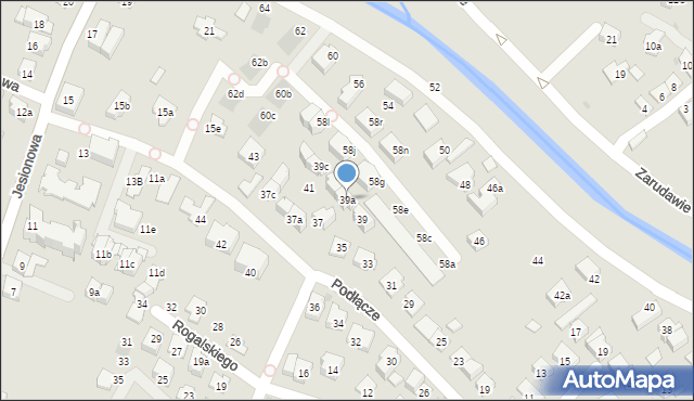 Kraków, Podłącze, 39a, mapa Krakowa