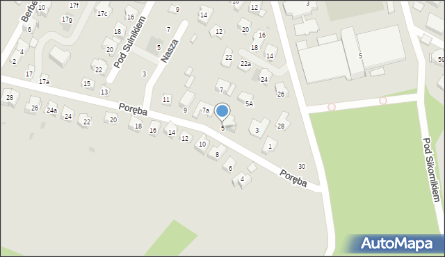 Kraków, Poręba, 5, mapa Krakowa