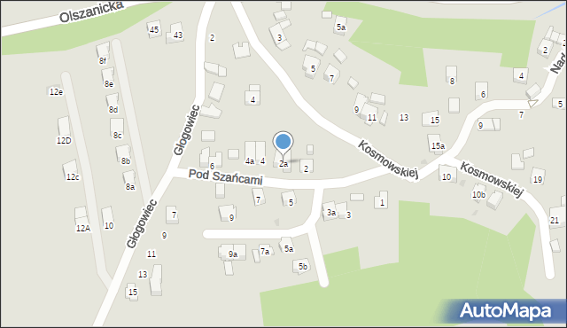 Kraków, Pod Szańcami, 2a, mapa Krakowa