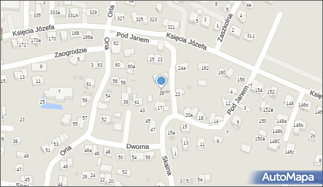 Kraków, Pod Janem, 19, mapa Krakowa