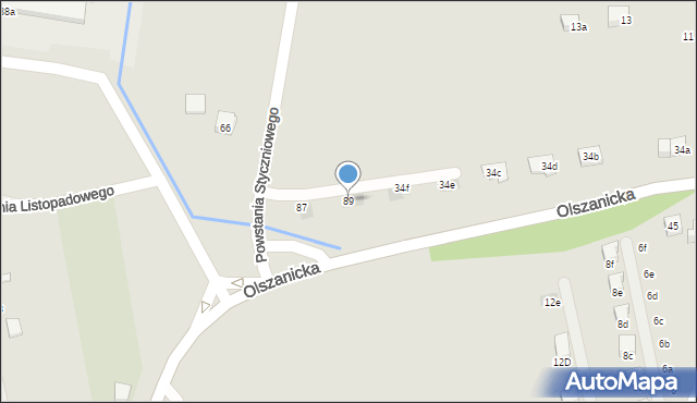 Kraków, Powstania Styczniowego, 89, mapa Krakowa